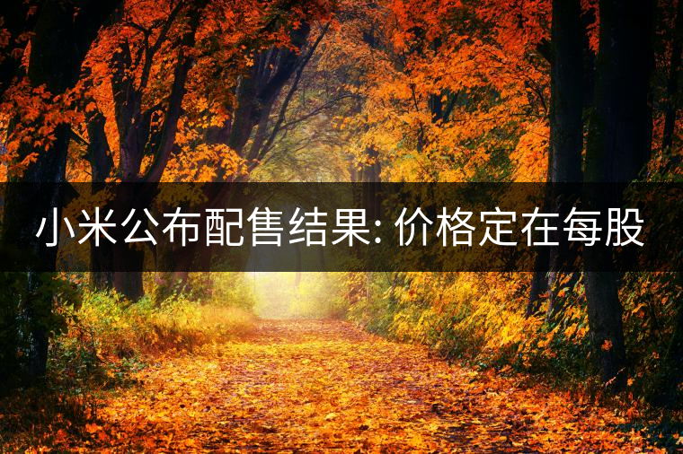 小米公布配售結(jié)果: 價格定在每股17港元 小米公布配售結(jié)果: 價格定在每股17港元
