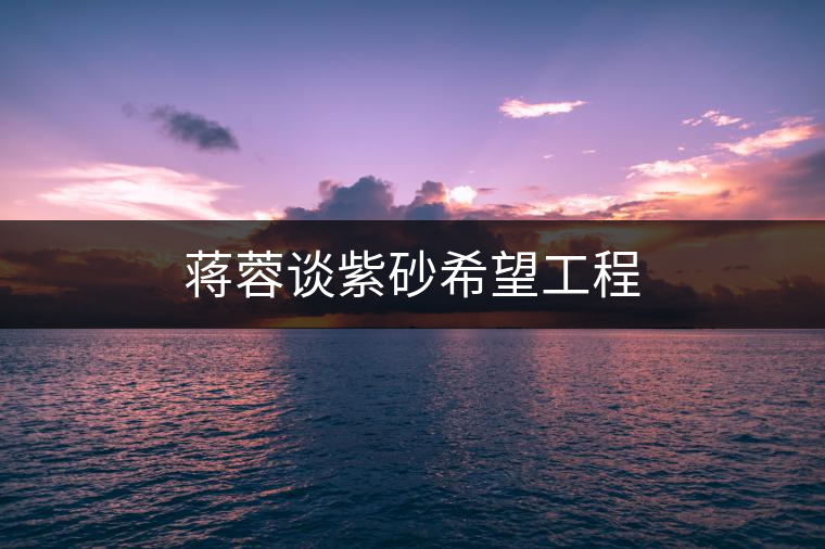 蔣蓉談紫砂希望工程