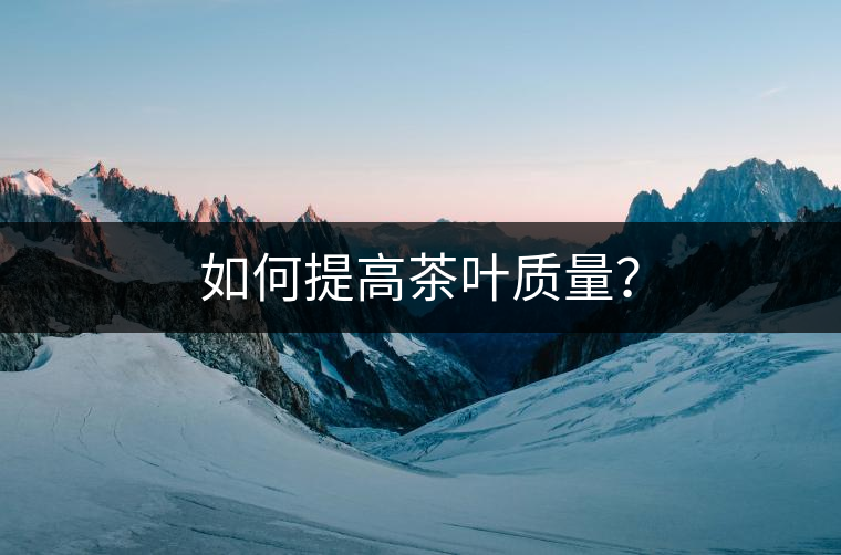 如何提高茶葉質量？
