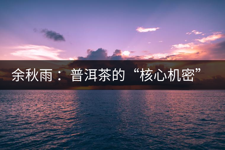 余秋雨 ：普洱茶的“核心機(jī)密”是什么？