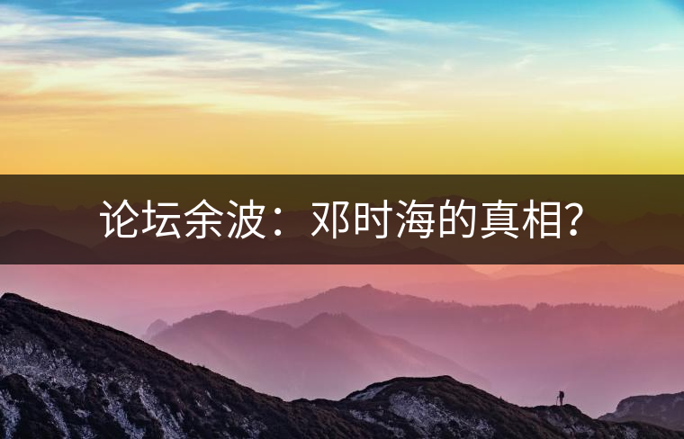 論壇余波：鄧時(shí)海的真相？