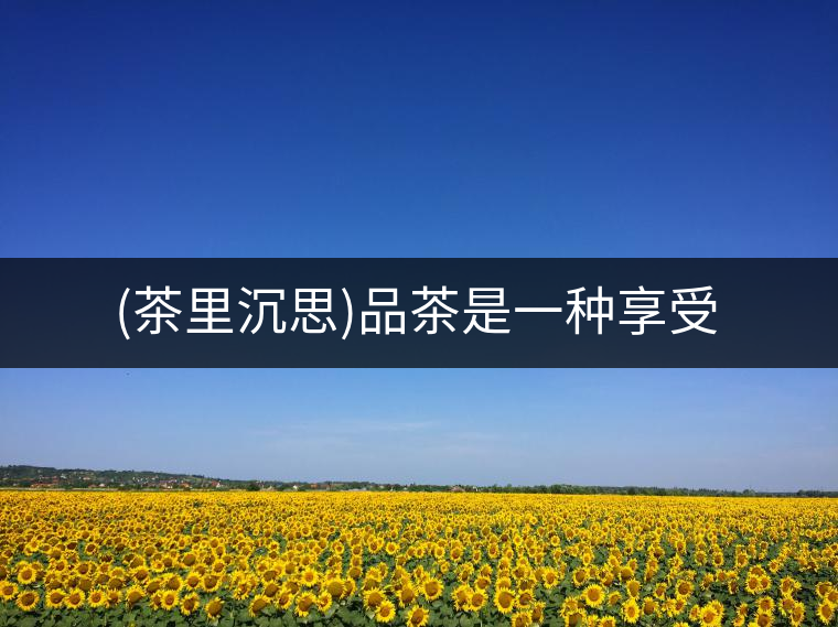 (茶里沉思)品茶是一種享受