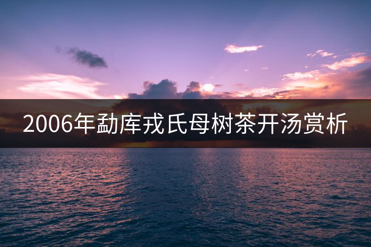 2006年勐庫戎氏母樹茶開湯賞析 2006年勐庫戎氏母樹茶開湯賞析