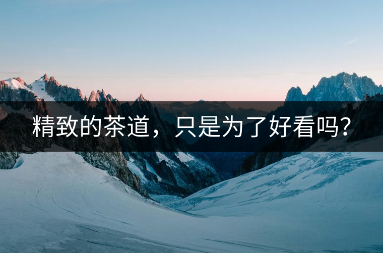 精致的茶道，只是為了好看嗎？