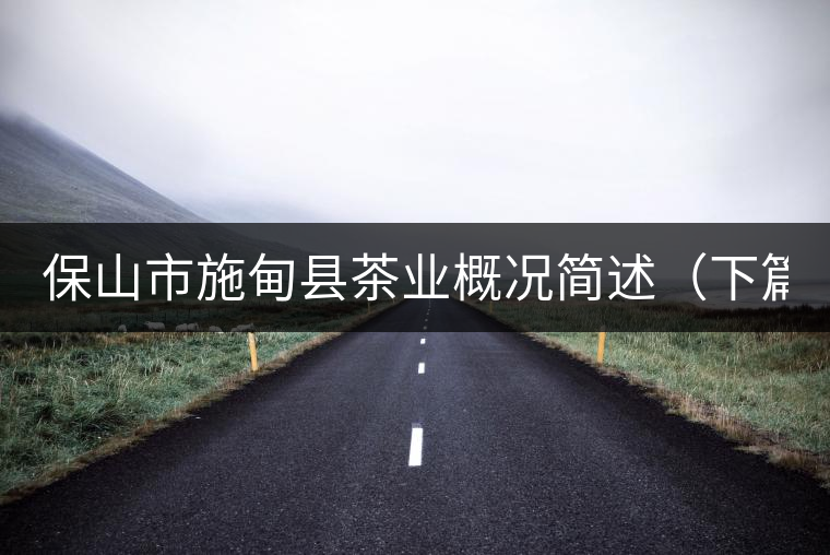 保山市施甸縣茶業(yè)概況簡(jiǎn)述（下篇）