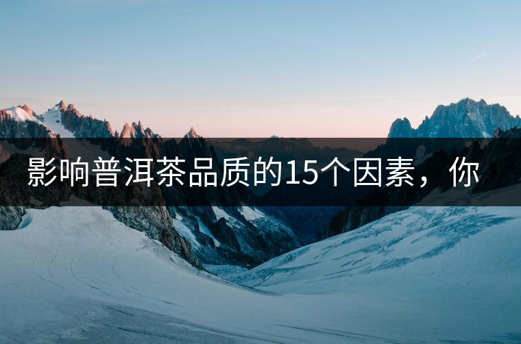 影響普洱茶品質(zhì)的15個因素，你知道幾個？